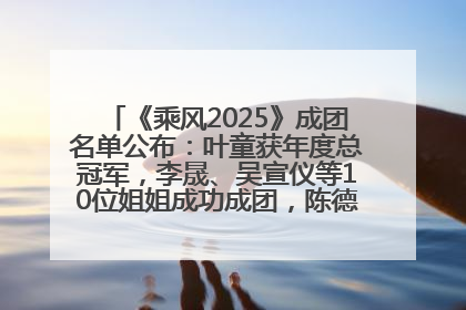 《乘风2025》成团名单公布：叶童获年度总冠军，李晟、吴宣仪等10位姐姐成功成团，陈德容获年度高光人物