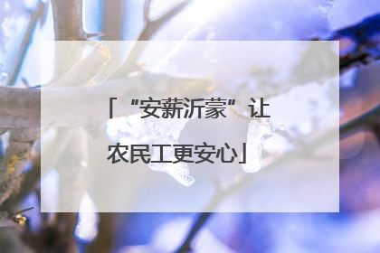 “安薪沂蒙”让农民工更安心