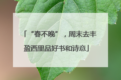 “春不晚”，周末去丰盈西里品好书和诗意