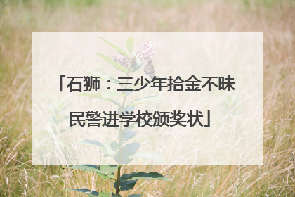 石狮：三少年拾金不昧 民警进学校颁奖状