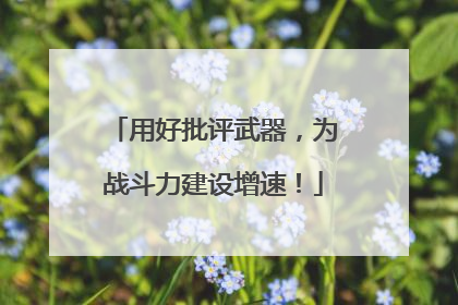 用好批评武器，为战斗力建设增速！