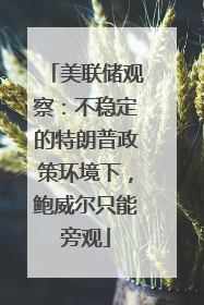 美联储观察：不稳定的特朗普政策环境下，鲍威尔只能旁观