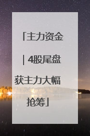 主力资金｜4股尾盘获主力大幅抢筹