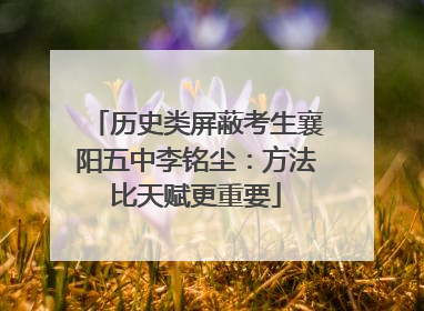 历史类屏蔽考生襄阳五中李铭尘：方法比天赋更重要
