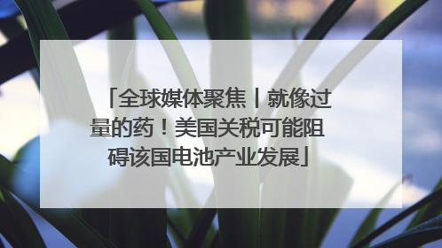 全球媒体聚焦丨就像过量的药！美国关税可能阻碍该国电池产业发展