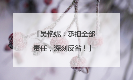 吴艳妮：承担全部责任，深刻反省！