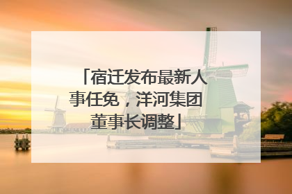 宿迁发布最新人事任免，洋河集团董事长调整
