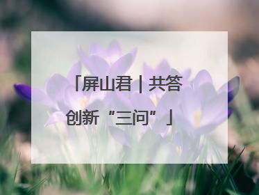屏山君｜共答创新“三问”