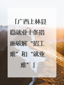 广西上林县稳就业十条措施破解“招工难”和“就业难”