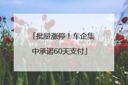 批量涨停！车企集中承诺60天支付