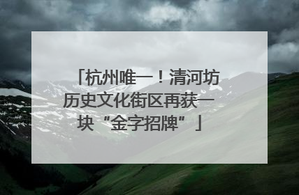杭州唯一！清河坊历史文化街区再获一块“金字招牌”