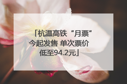 杭温高铁“月票”今起发售 单次票价低至94.2元