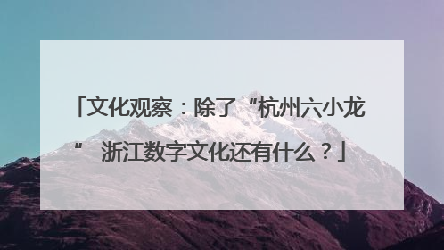 文化观察：除了“杭州六小龙” 浙江数字文化还有什么？