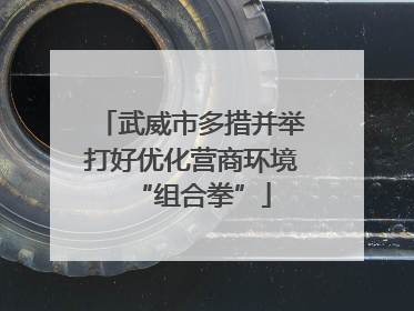 武威市多措并举打好优化营商环境“组合拳”