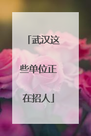 武汉这些单位正在招人