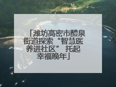 潍坊高密市醴泉街道探索“智慧医养进社区” 托起幸福晚年