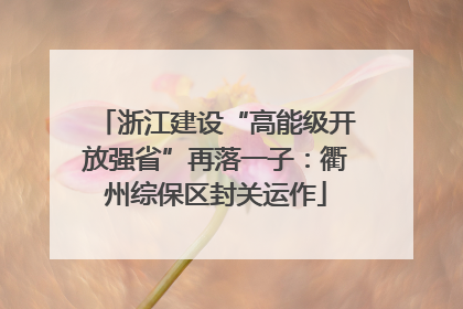 浙江建设“高能级开放强省”再落一子：衢州综保区封关运作