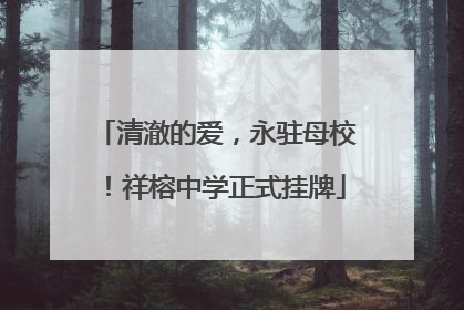 清澈的爱，永驻母校！祥榕中学正式挂牌