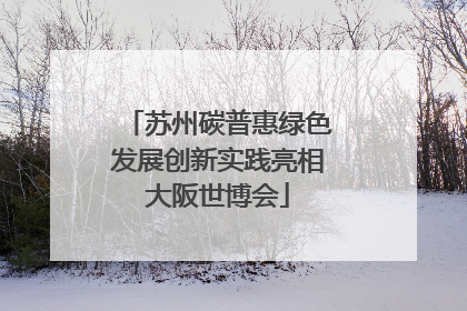 苏州碳普惠绿色发展创新实践亮相大阪世博会