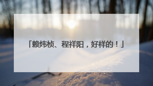 赖炜桢、程祥阳，好样的！