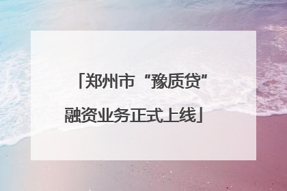 郑州市“豫质贷”融资业务正式上线