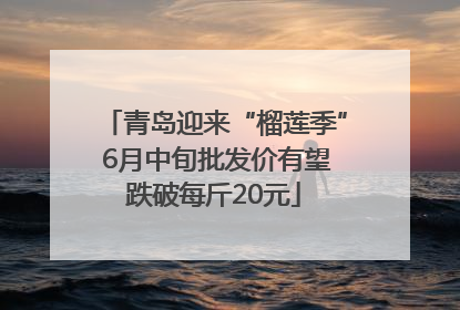 青岛迎来“榴莲季” 6月中旬批发价有望跌破每斤20元