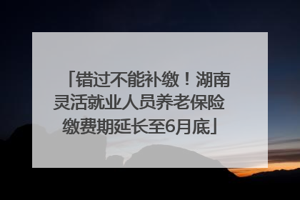 错过不能补缴！湖南灵活就业人员养老保险缴费期延长至6月底