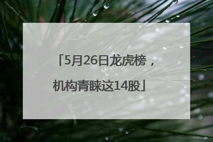 5月26日龙虎榜，机构青睐这14股