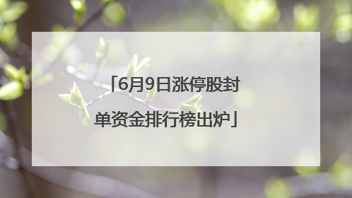 6月9日涨停股封单资金排行榜出炉